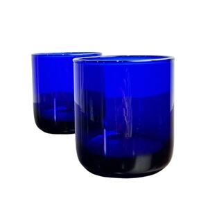 Vintage Cobalt Blue Libbey Metropolitan Collection Glassware Tumbler Set - 10oz